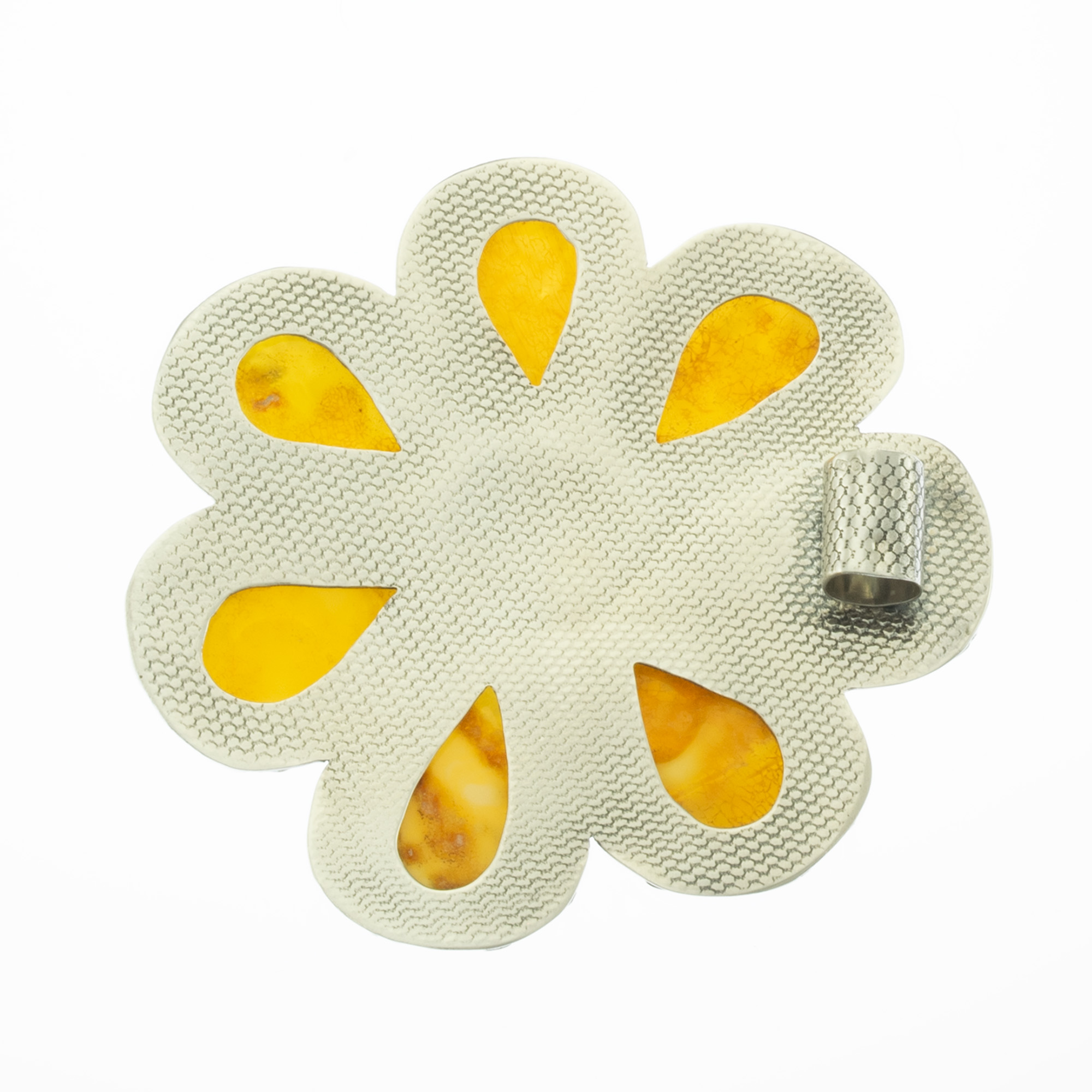 Sterling Silver and Natural Baltic Amber Flower Pendant 3